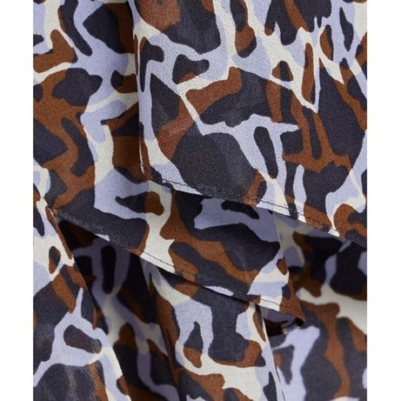 Theory Women's Navy Blue Brown Printed Silk-chiffon Shirt, size S - Picture 15 of 16